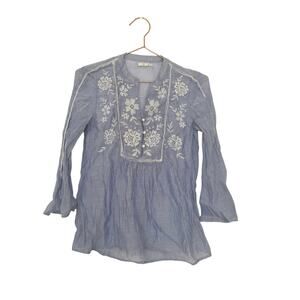 Maurices Light Blue Floral Blouse